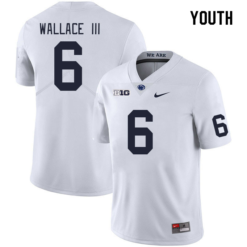 Youth #6 Harrison Wallace III Penn State Nittany Lions College Football Jerseys Stitched Sale-White - Click Image to Close